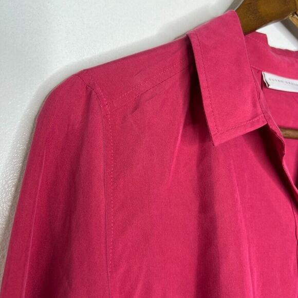 Susan Graver Rose Red Button Back Lacing Long Sleeve Shirt Size M Petite Women - Picture 4 of 11